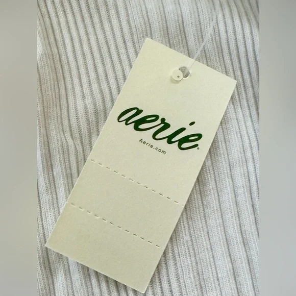 Aerie Women’s Long-Sleeve Ribbed Crop Top in White Size XL - Picture 8 of 9